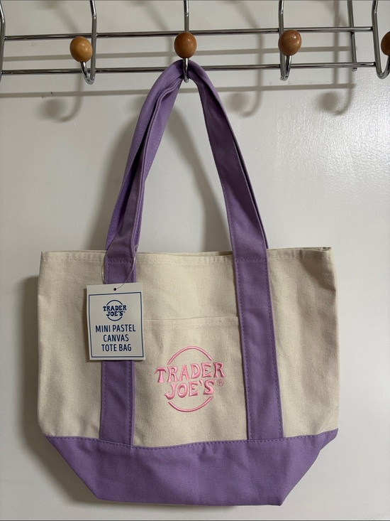 Trader Joe'S Handbags - Trader Joe's Cream and Lavender Canvas Tote